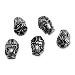 John Bead Antique Stainless Steel Beads - Buddha 1, 14 x 10 mm, Pkg of 5