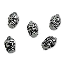 John Bead Antique Stainless Steel Beads - Buddha 3, 9 x 14 mm, Pkg of 5, facing forward