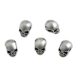 John Bead Antique Stainless Steel Beads - Skull 2, 8 x 13 mm, Pkg of 5, top