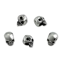 John Bead Antique Stainless Steel Beads - Skull 2, 8 x 13 mm, Pkg of 5