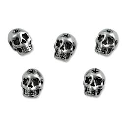 John Bead Antique Stainless Steel Beads - Skull 1, 10 x 14 mm, Pkg of 5, facing forward
