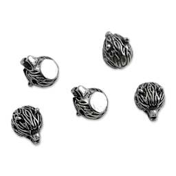 John Bead Antique Stainless Steel Beads - Wolf Head 1, 11 x 14 mm, Pkg of 5