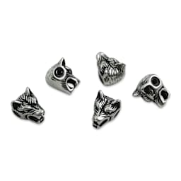 John Bead Antique Stainless Steel Beads - Wolf Head 2, 11 x 14 mm, Pkg of 5