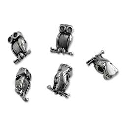 John Bead Antique Stainless Steel Beads - Owl, 11 x 14 mm, Pkg of 5