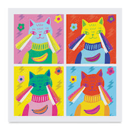 Djeco Inspired By Totally Pop Create with Stickers Kit (Cat artwork sheets)