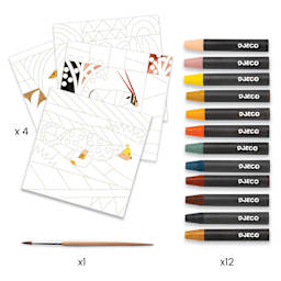 Djeco Inspired By Desert Watercolor Wax Crayons Kit (Kit contents)
