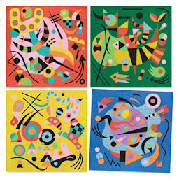 Djeco Inspired By Abstract Colored Sands Kit four finished cards
