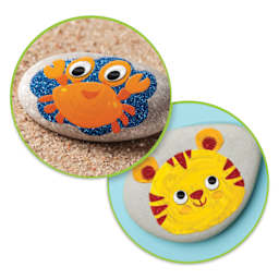 Krafty Kids Pet Rock Kit - Primary (Finished painted crab and tiger rocks)