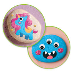Krafty Kids Pet Rock Kit - Glamour (Finished painted unicorn and monster rocks)