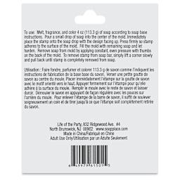 Life of the Party Embossing Soap Stamps - Square, Pkg of 8, back of the packaging