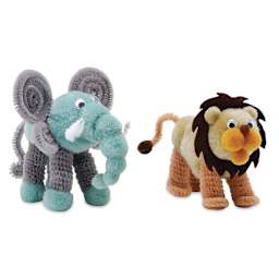 Creativity Street Pom Pon Animal Kit - Elephant and Lion, Set of 2 (finished elephant and lion)