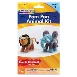 Creativity Street Pom Pon Animal Kit - Elephant and Lion, Set of 2 (front of packaging)