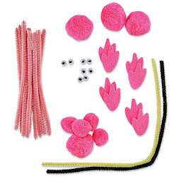 Creativity Street Pom Pon Animal Kit - Flamingos, Set of 4 (kit contents)