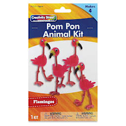 Creativity Street Pom Pon Animal Kit - Flamingos, Set of 4 (front of packaging)