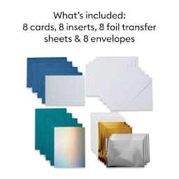 Cricut Joy Foil Transfer Cards, Inserts, and Envelopes - Blue Lagoon, A6, Pkg of 8 (set contents)
