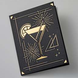 Cricut Joy Foil Transfer Cards, Inserts, and Envelopes - Royal Flush, A2, Pkg of 8 (black card with a gold drink)