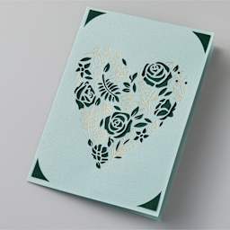 Cricut Joy Foil Transfer Cards, Inserts, and Envelopes - Forest Grove, A2, Pkg of 8 (card with heart and roses)
