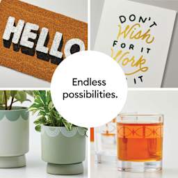 Cricut Flexible Stencil Film - a variety of flat and curved surfaces that have used the flexible stencil for their decoration.