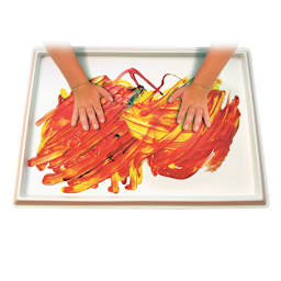 Roylco Fingerpaint No Mess Tray, hand painting inside of tray.