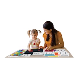 Roylco Felt Fun Learn My Shapes & Colors (child and adult working with mat and shapes)