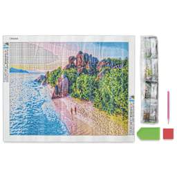 Craft Medley Diamond Painting Canvas Art Kit - Walk On The Beach - contents