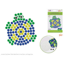 Krafty Kids Fused Bead Kit - Turtle (finished, packaging, contents close-up)