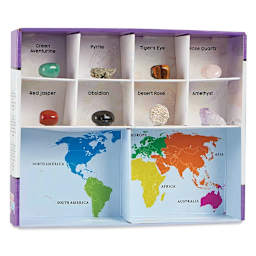 Hand2Mind World of Gemstones Dig Kit (display box and excavated gems)