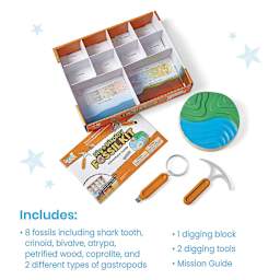 Hand2Mind Dig & Display Fossil Kit (packaging and contents with list)