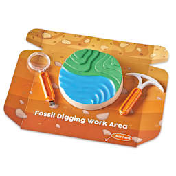 Hand2Mind Dig & Display Fossil Kit (work area with digging block and tools)