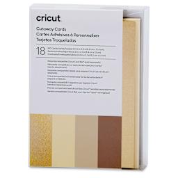 Cricut Cutaway Cards, Inserts, and Envelopes - Neutrals, Pkg of 18, front of the packaging. 
