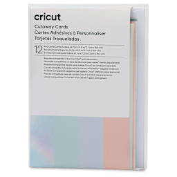 Cricut Cutaway Cards, Inserts, and Envelopes - Pastel, Pkg of 12, front of the packaging. 
