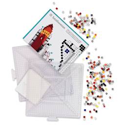 Perler Smithsonian Crafts Fused Bead Kit - Space Shuttle, contents laid out