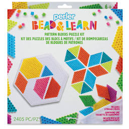 Perler Fused Bead and Learn Pattern Blocks Kit, front of the packaging