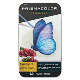 Prismacolor Technique Animal Drawing Set - Butterfly Technique Kit, front of tin package