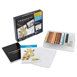 Prismacolor Technique Animal Drawing Set - Level 1, Drawing and Shading, contents laid out