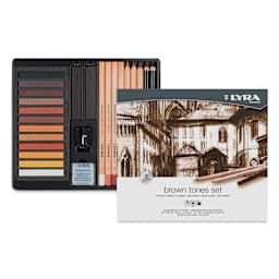 Lyra Brown Tones Sketching Set (contents in open tin with front packaging)