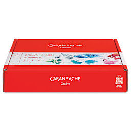 Caran d'Ache Creative Box Set, closed cardboard box laid flat