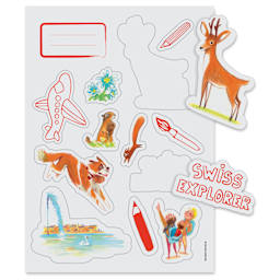 Caran d'Ache Mixed Media Botanical Set, included stickers shown