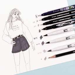 Tombow Illustration Set, demonstration of the markers and pencil