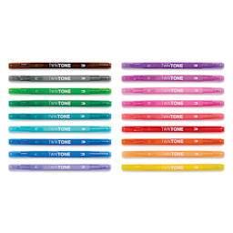Tombow Learn to Doodle Kit, TwinTone Dual-Tip markers laid out