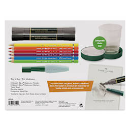 Faber-Castell Graphic Art Try It Box - Wet Mediums Set, back of the packaging