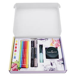 Faber-Castell Graphic Art Try It Box - Wet Mediums Set, contents shown inside of the box