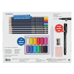 Faber-Castell Creative Studio Try It Box - Dry Mediums Set, back of the packaging