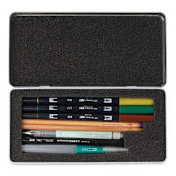 Tombow Urban Sketching Set - Japanese Edition, Set of 8, open with set contents