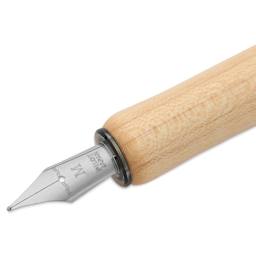 Pilot Iro-Utsushi Dip Pen - Brown, Medium Nib, Wooden Barrel, close up