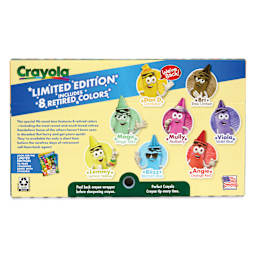 Crayola Limited Edition Crayons - Set of 96 with 8 Retired Colors, back of packaging