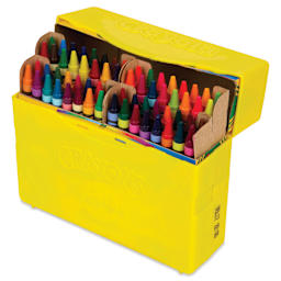 Crayola Limited Edition Crayons - Set of 64 with 8 Retired Colors and Case, lid open