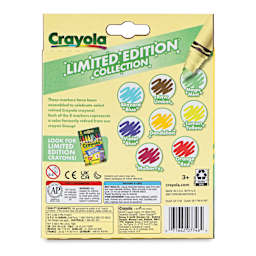 Crayola Broad Line Markers - Limited Edition, Set of 8, Retired Colors, back of packaging
