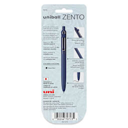 Uni-Ball Zento Gel Pens - Set of 2, Muted, 0.7 mm, back of packaging