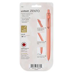 Uni-Ball Zento Gel Pens - Set of 5, Dawn, 0.7 mm, back of packaging